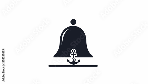 Black Bell With Anchor Symbol.