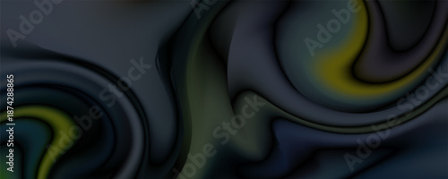 3D render beautiful folds of black silk in full screen, like a beautiful clean fabric background. Simple soft background with smooth folds like waves on a liquid surface.