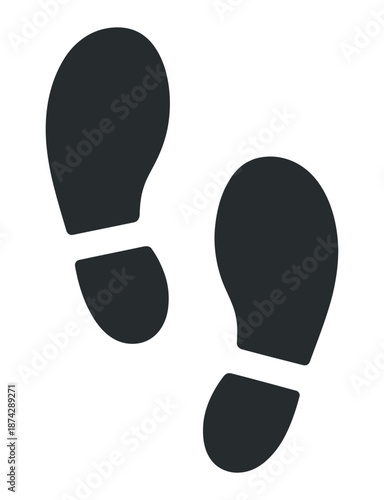 Footprints on white background, walking shoe prints, illustrating job ranks, corporate hierarchy, career advancement, leadership positions, professional growth, step by step.