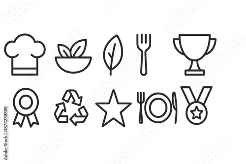 Restaurant and dining outline icon set. Food, culinary, kitchen linear icon collection