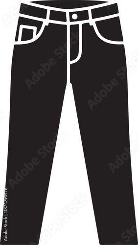 Black and White Jeans Icon Design for Fashion and Clothing