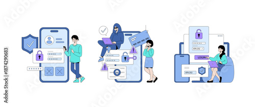 Vector Illustration of Online Security and Data Breach