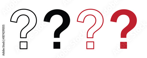 Question mark symbol outline filled circle round button minimal inquiry doubt confusion interrogation information sign support icon vector illustration. question icon set. Multiple style question mark