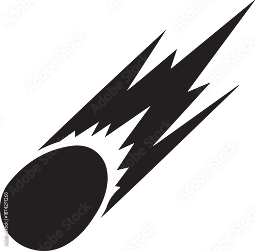 Black and white meteor shooting star in space illustration