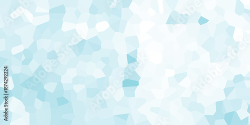 Geometric mosaic pattern of light blue and white crystalline shapes creating a cool, abstract, and refreshing background for digital design and creative projects
