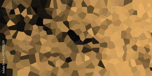 Geometric mosaic pattern in warm earthy tones of gold, brown, and black, with irregular polygonal shapes creating a textured and abstract visual effect