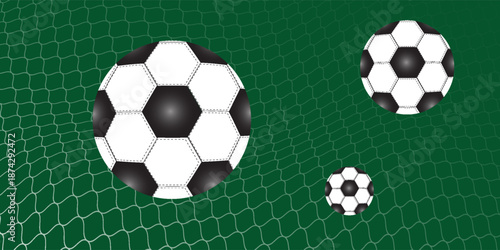 Soccer Ball Seamless Pattern. Soccer balls over green field. Seamless background. Vector illustration