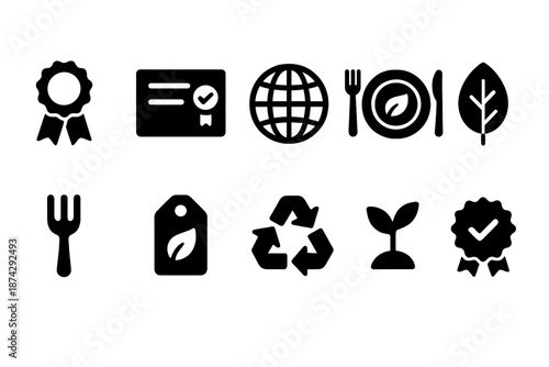 Food and kitchen silhouette icon set. Culinary, cooking, dining, meal icons collection
