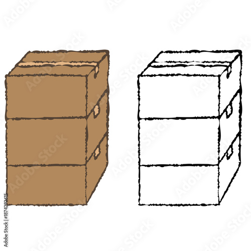 積み重なったダンボール２