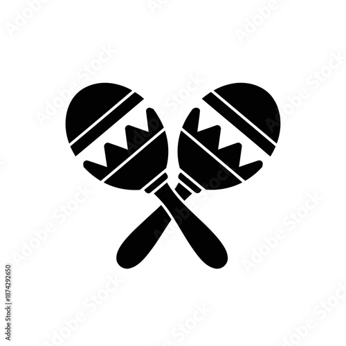 Two crossed maracas icon on white background