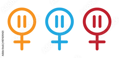 Pause button symbols. Menopause outline icon collection or set. Menopause Thin vector line art. 
