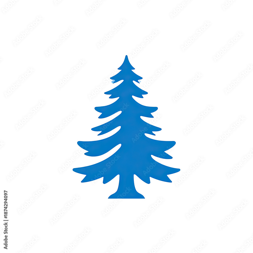 Obraz premium A simple, vivid blue Christmas tree silhouette against a stark, black background