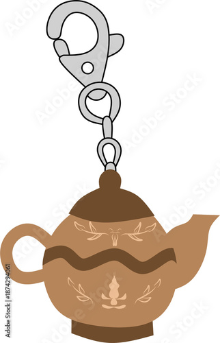 Fotografie Decorative Teapot Keychain with Silver Clip Illustration