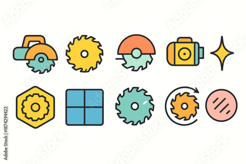 Construction, tools filled icon set. Building equipment, industrial tools filled graphics