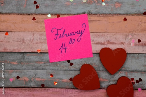 Tablou pe pânză february 14 in calendar between hearts
