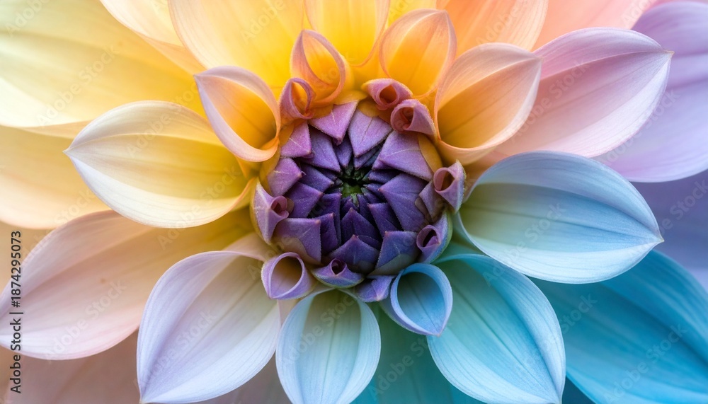 Obraz premium Dahlia flower with rainbow
