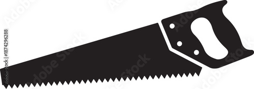 Black Hand Saw Icon Isolated on Transparent Background for Design