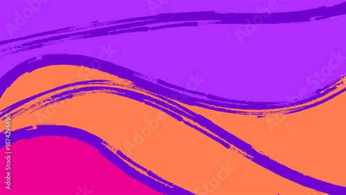 Abstract modern background with dynamic wavy shapes in blue, purple, orange, and pink tones. Artistic brush stroke texture creates a vibrant, creative, and contemporary feel