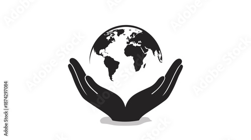 Wallpaper Mural Hands Holding Globe Silhouette Illustration. Torontodigital.ca