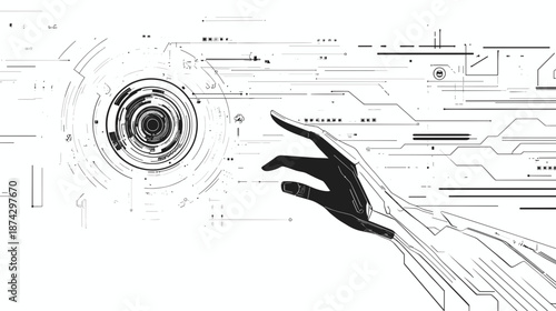 Robot Hand Reaching Out to Touch Circle.