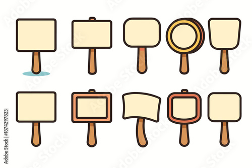 Protest, communication flat icon set. Sign, message icons flat collection