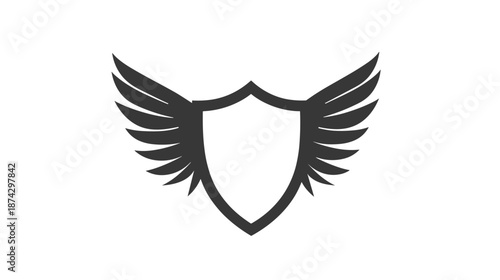 Shield with Wings Protection Symbol Logo.
