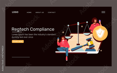 Regtech Compliance Illustration with Scales and Shield