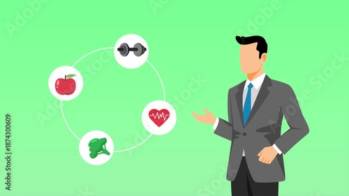 Wallpaper Mural Healthy Lifestyle and Medical Check. Healthy lifestyle concept. Full length animation illustration. High quality 4k footage Torontodigital.ca