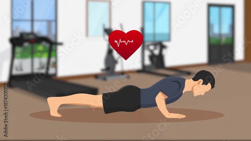 Wallpaper Mural Home Workout for Body Strength. Healthy lifestyle concept. Full length animation illustration. High quality 4k footage Torontodigital.ca