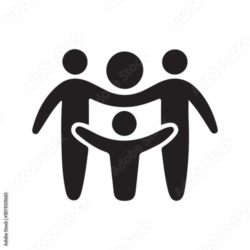 Family Unity Silhouette Symbol of Parents and Child Together for Social Support Concept