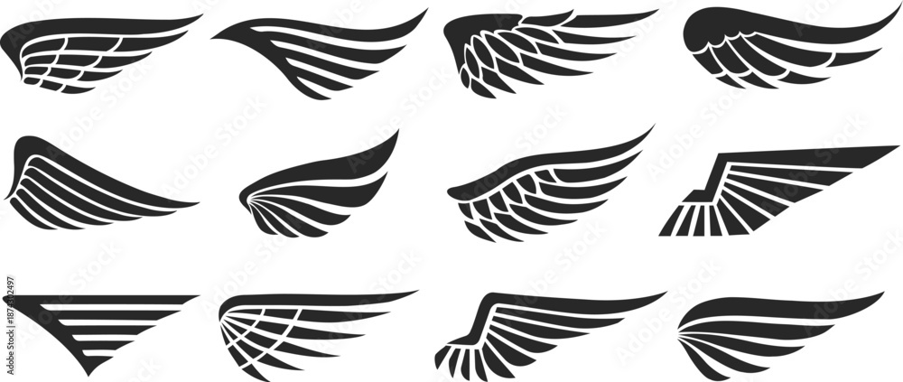 Fototapeta premium Eagle wings minimal logo icons