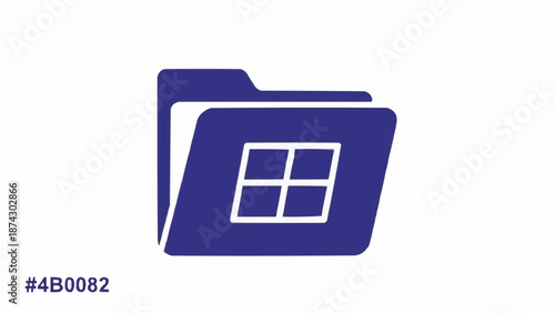 Blue Folder Icon with Grid.