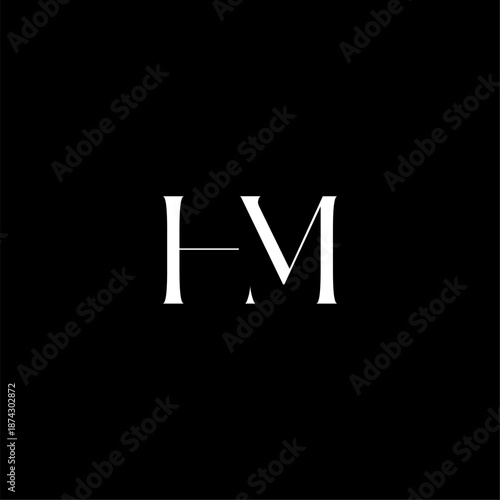 Modern elegant logo design combining letters H and M in a minimalist serif style. Perfect for luxury branding, fashion, photography, boutique identity, and professional corporate services