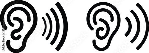 Two ears with sound waves illustration, hearing, listening concept, ear, hearing, sound, listening, waves, audio, sound waves, listen, soundwave, ear symbol, sensory, perception, communication