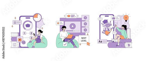 Online Learning Concept Vector Illustration with Characters
