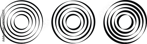 Black and White Concentric Circle Rings Set – Minimal Abstract Geometric Vector Illustration