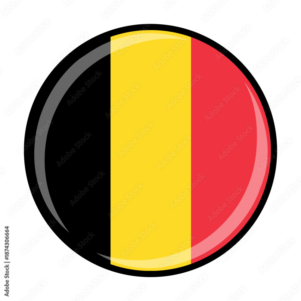 Fototapeta premium Belgium national round circle flag emblem official icon