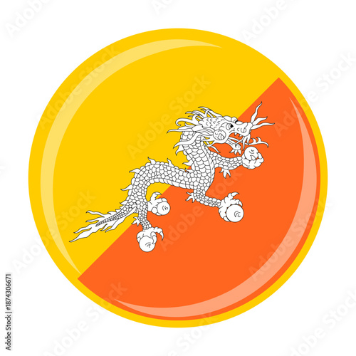 Bhutan national round circle flag emblem official icon