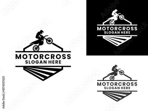 Motocross jumping logo design vector template, Motocross logo icon design vector.