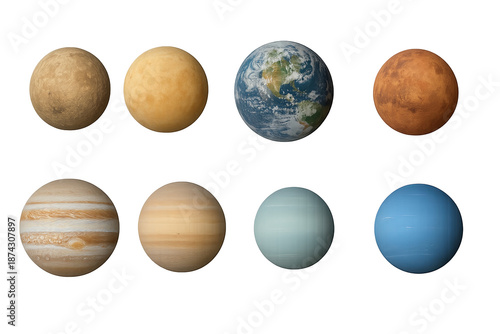 Planets isolated on transparent background, space theme