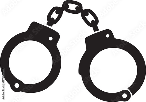Black Handcuffs Silhouette Icon for Law Enforcement Justice and Criminal Security Concepts Isolated on White Background Minimalist Vector Graphic for Legal Web Design