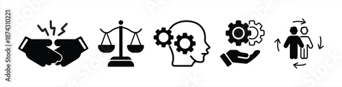 Business Ethics and Human Resource Management Icons Set