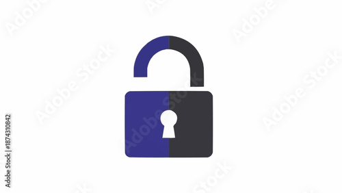 Blue and black padlock with keyhole.