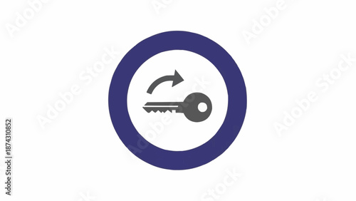 Key with arrow turning clockwise.