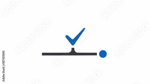 Checkmark on balance scale graphic.