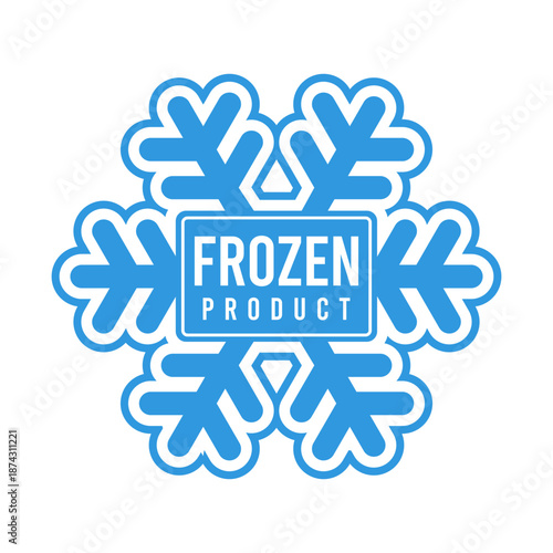 Frozen food product label packaging set. Keep frozen badge. Fresh frozen food icon logo, badge, sticker, emblem, stamp, symbol, black, line circle, flat vector, isolated illustration. Snowflake icon.