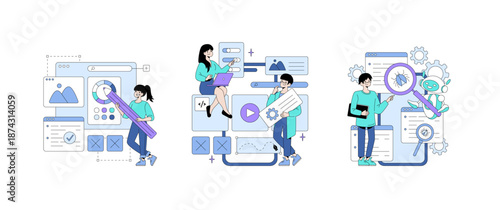 Creative Web Development Process Vector Illustration