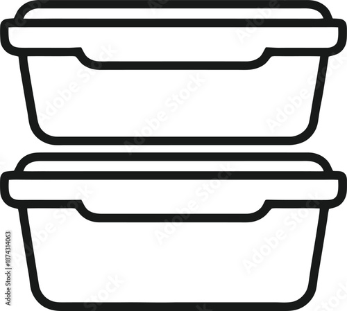 Simple outline illustration of two stacked rectangular food containers