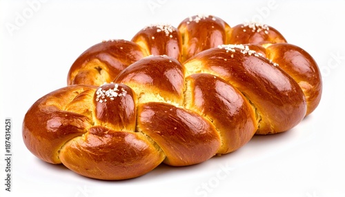Freshly baked swiss plaited bread zopf with golden crust
