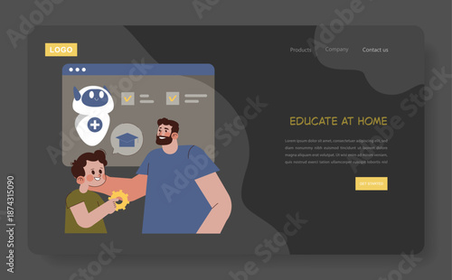 Online Learning Fun with AI and Robotics Vector Illustration